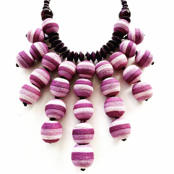 COLLANA BOLLE TESSUTO VIOLA
