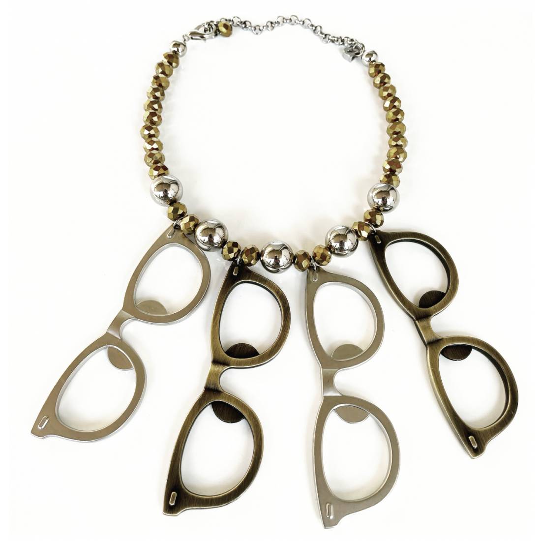 COLLANA OCCHIALI ARGENTO E BRONZO