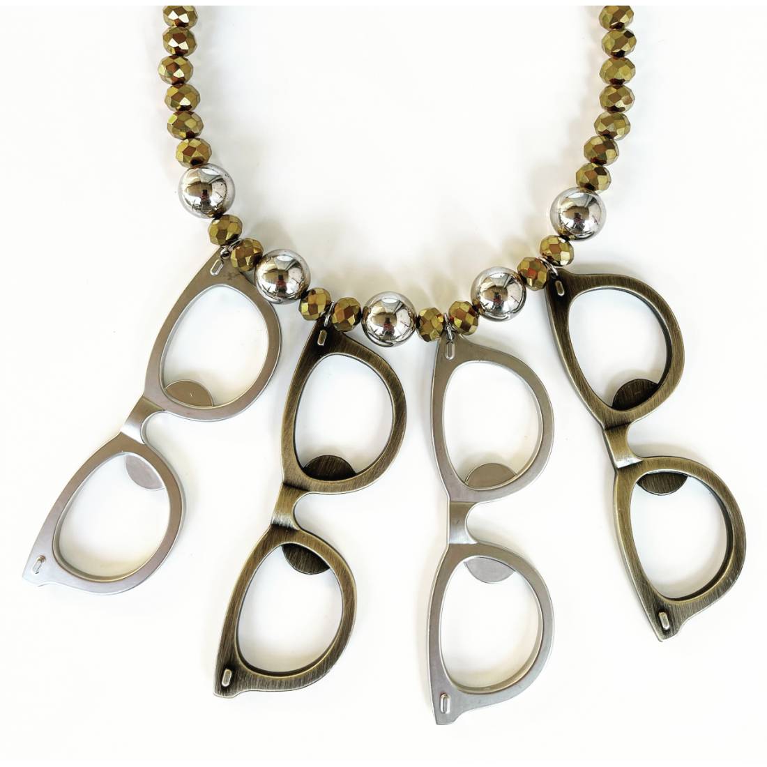 COLLANA OCCHIALI ARGENTO E BRONZO