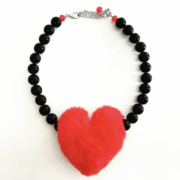COLLANA CUORE PELUCHE ROSSO