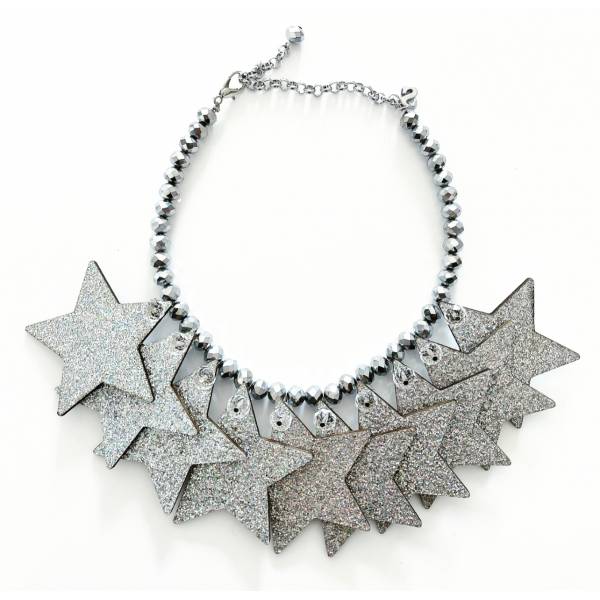 COLLANA STELLE GLITTER SILVER