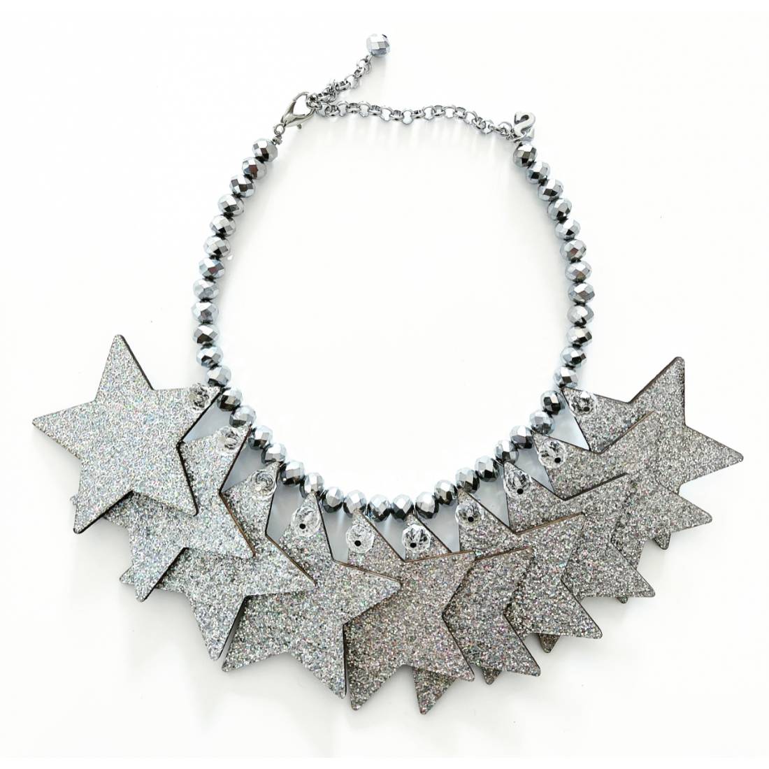 COLLANA STELLE GLITTER SILVER