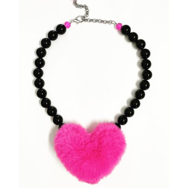 COLLANA CUORE FUCSIA PELUCHE