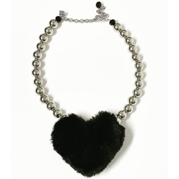 COLLANA CUORE NERO PELUCHE