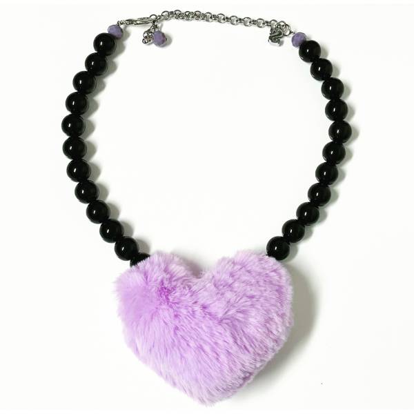 COLLANA CUORE LILLA PELUCHE
