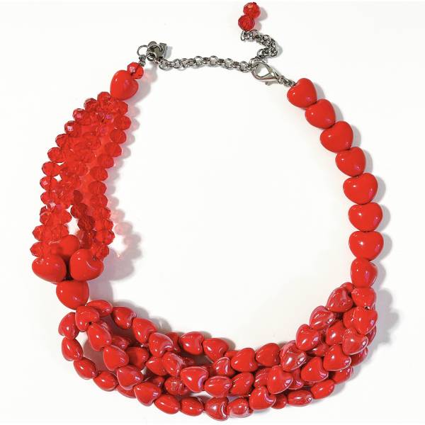COLLANA CUORI ROSSI CERAMICA