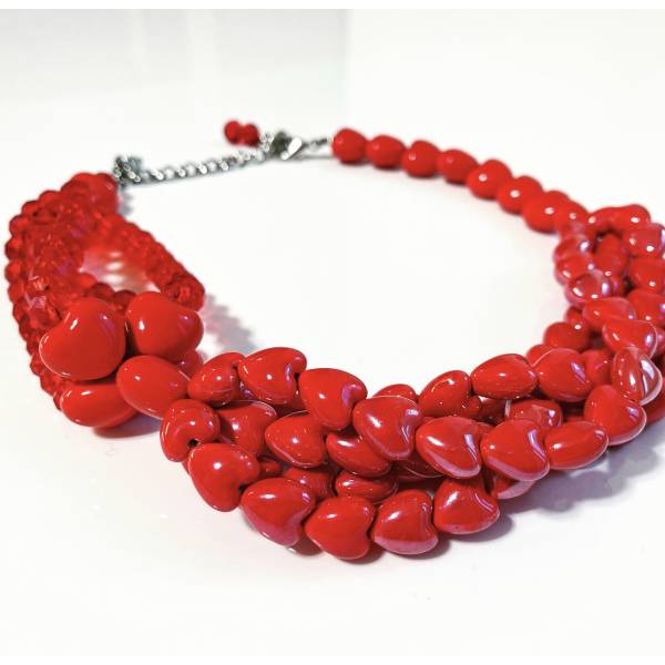 COLLANA CUORI ROSSI CERAMICA 2