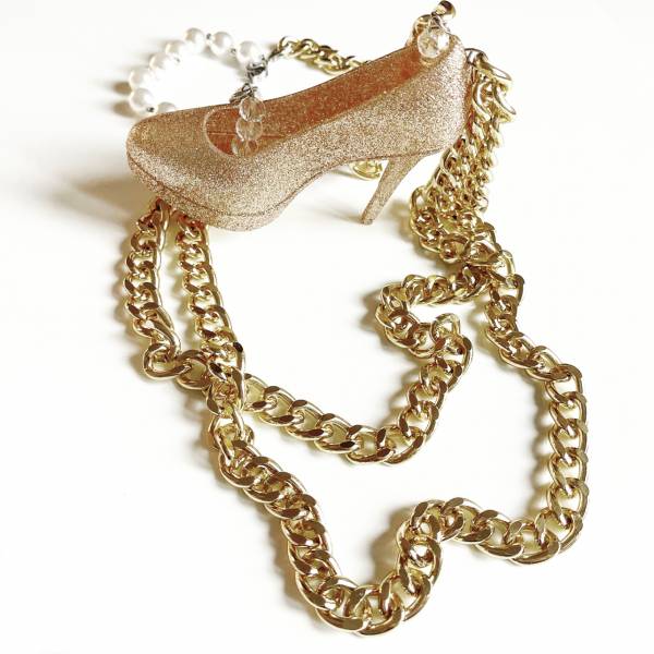 COLLANA SCARPA GLITTER ORO...