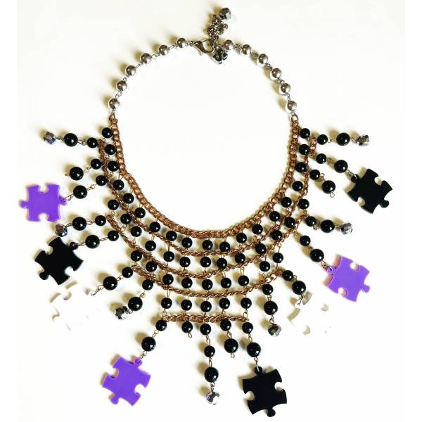 COLLANA PUZZLE NERO VIOLA...
