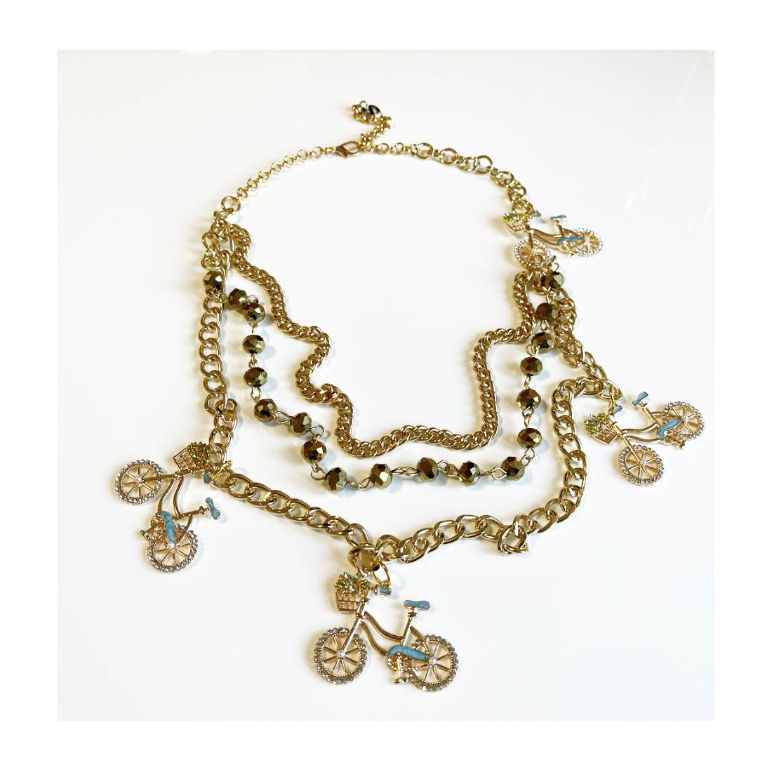 COLLANA BICICLETTE CRYSTAL GOLD