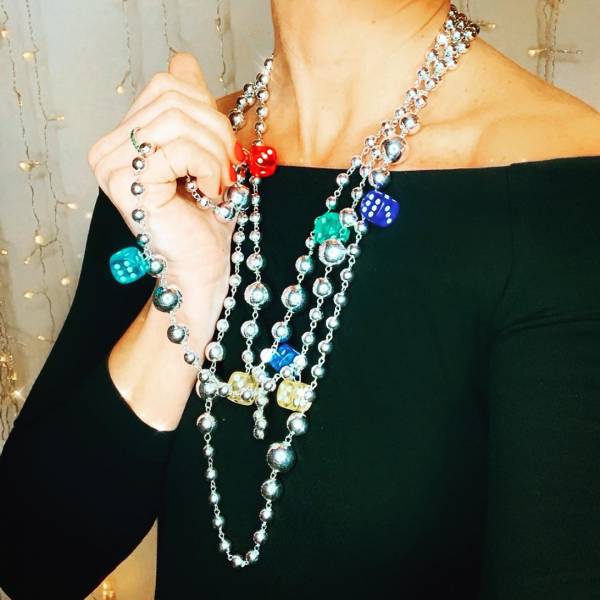 COLLANA DADI LUNGA ARGENTO 2