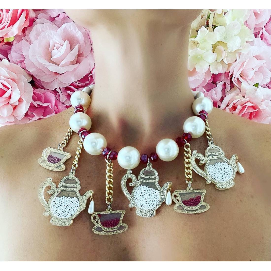 COLLANA TAZZA E TEIERA ORO GLITTER SHAKE