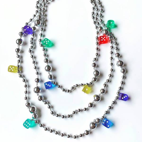 COLLANA DADI LUNGA ARGENTO