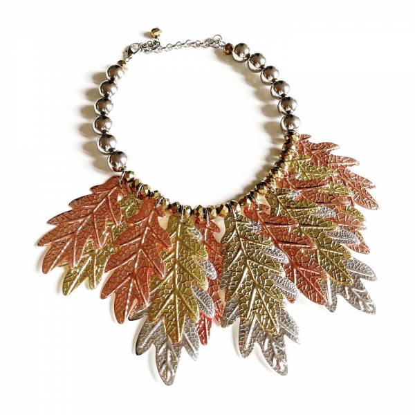 COLLANA FOGLIE ORO, ARGENTO... 2
