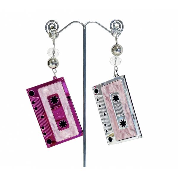 ORECCHINI CASSETTE ROSA E...