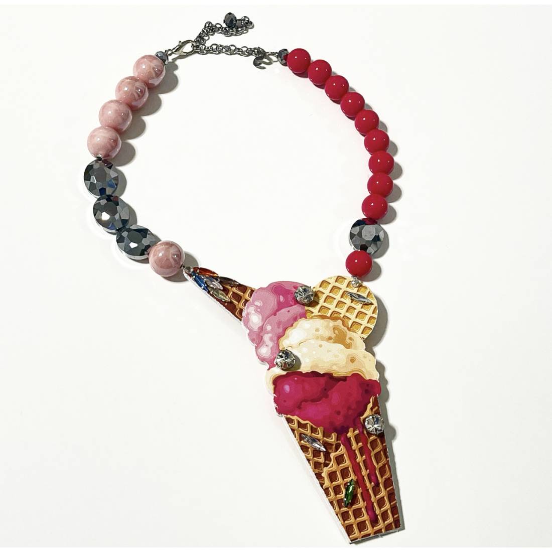 COLLANA GELATO FRAGOLA E LAMPONE