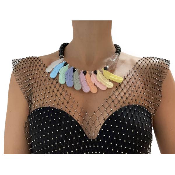 COLLANA PIUME COLORATE IN... 2