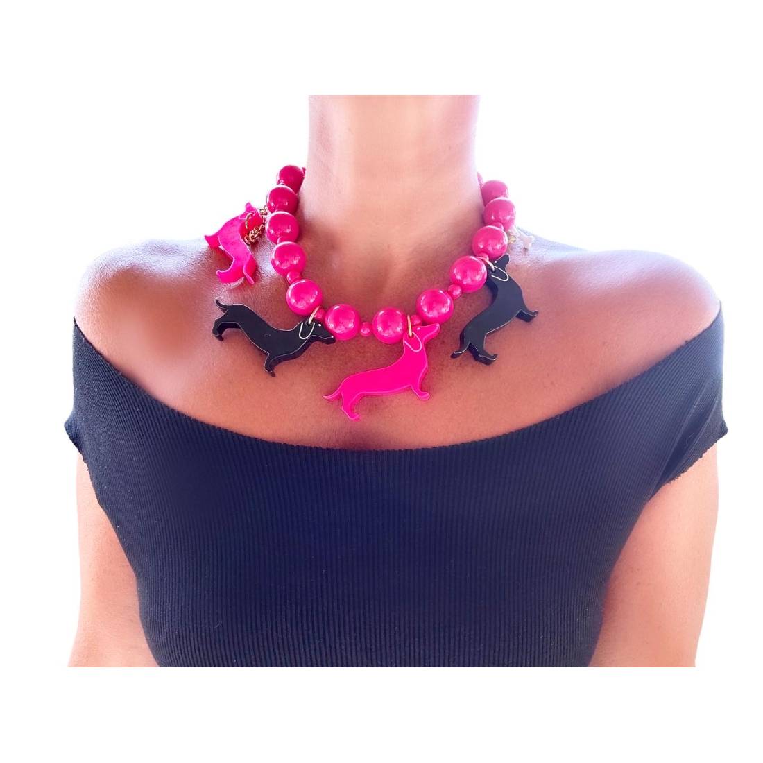 COLLANA BASSOTTI BLACK FUCSIA
