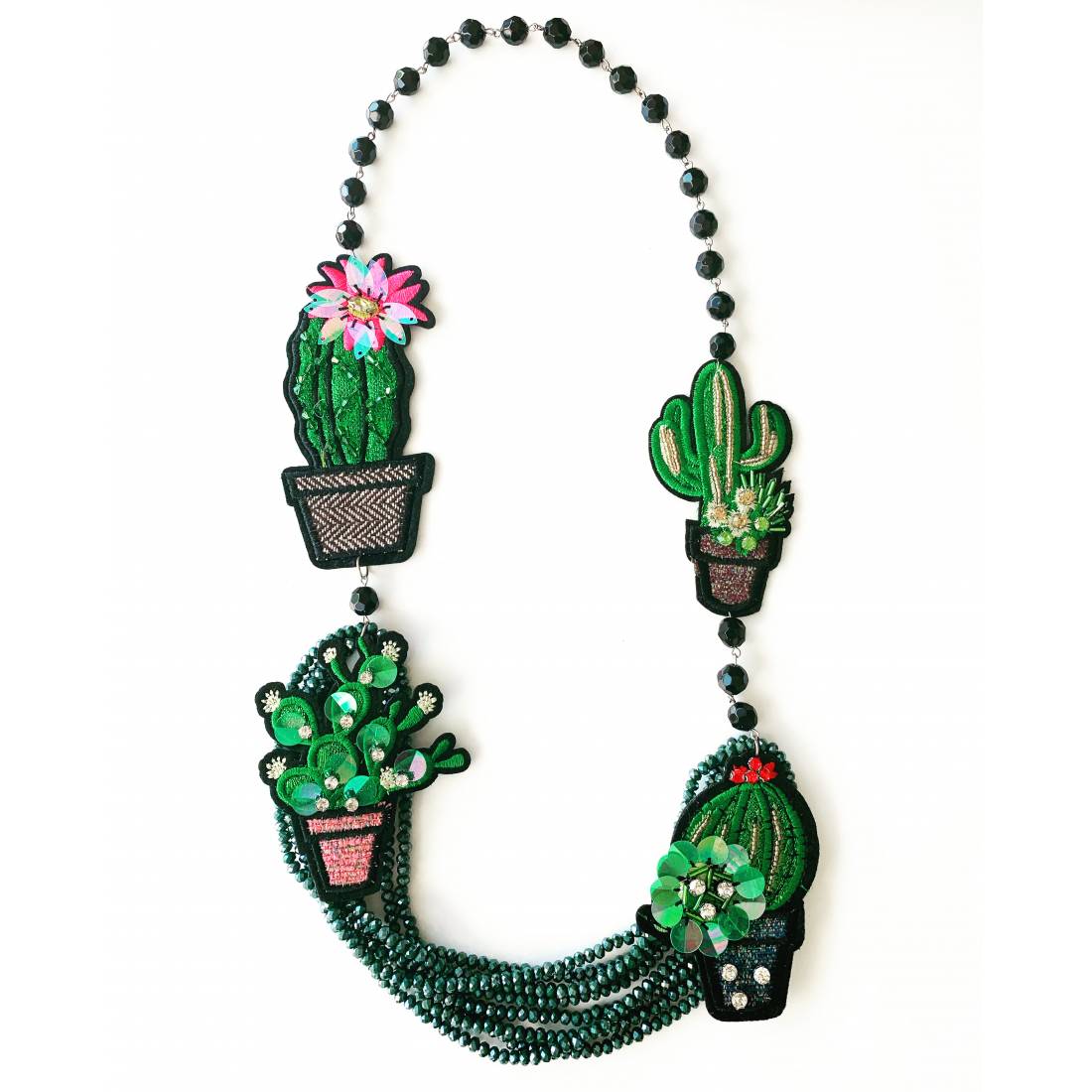 COLLANA 4 CACTUS PAILLETTES