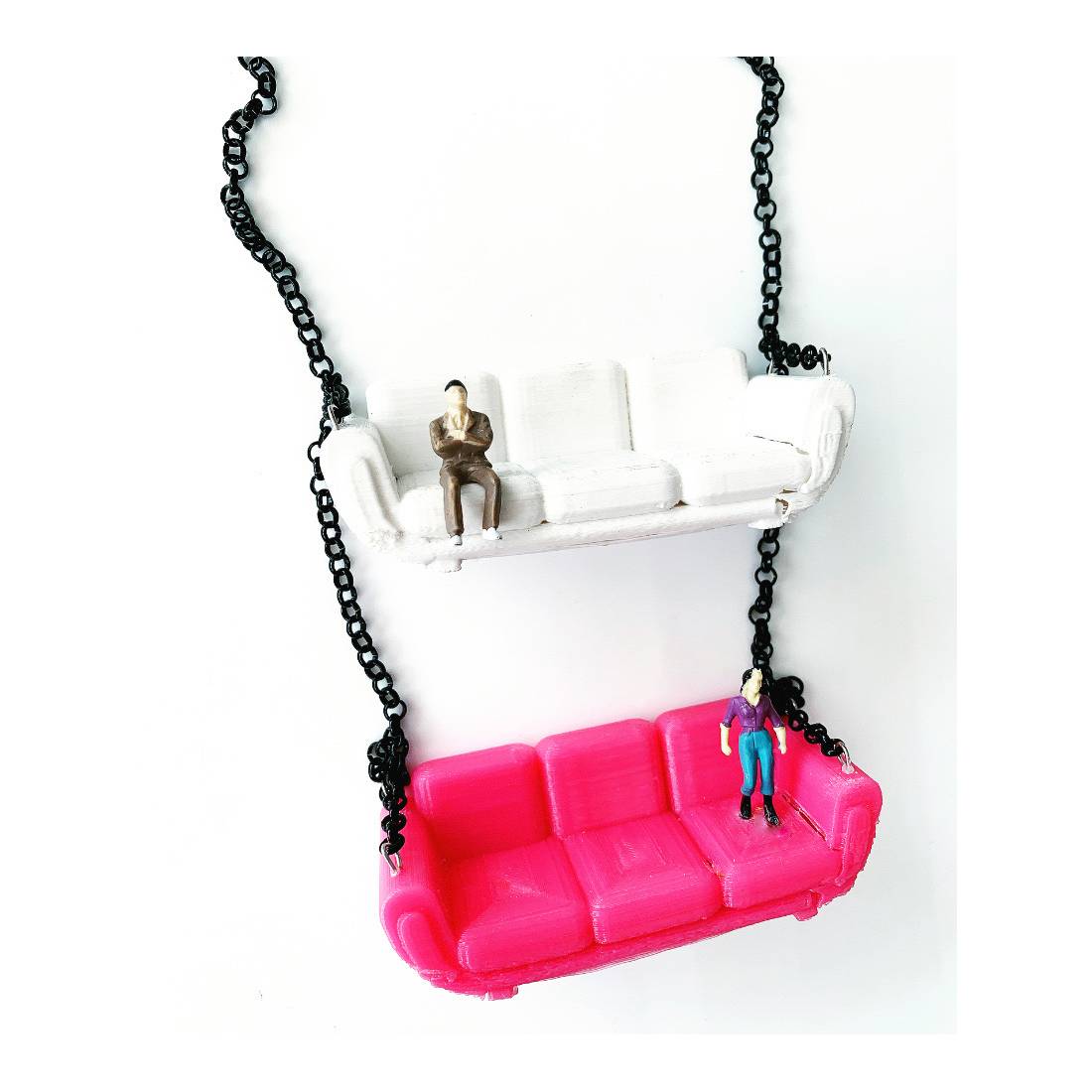 COLLANA DIVANO DOPPIO BIANCO E ROSA