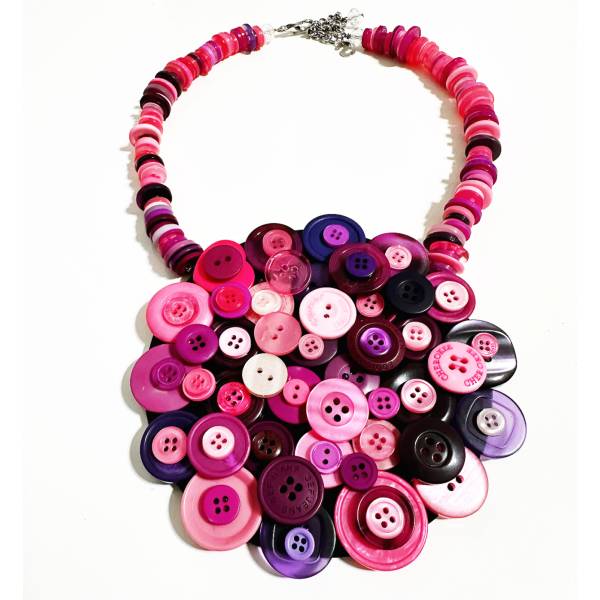 COLLANA BOTTONI FUCSIA ROSA...