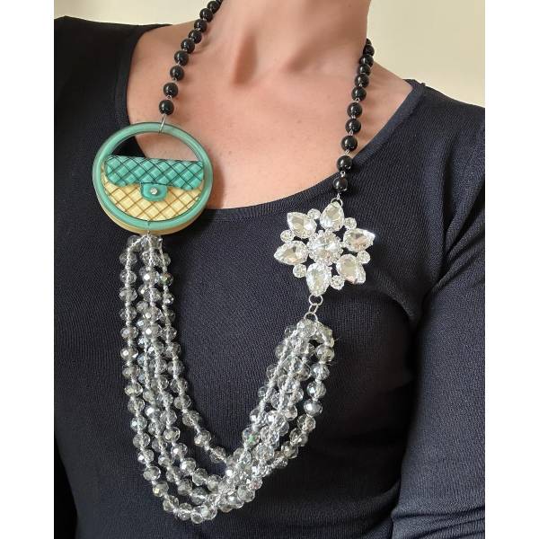 COLLANA BORSA VERDE CON...