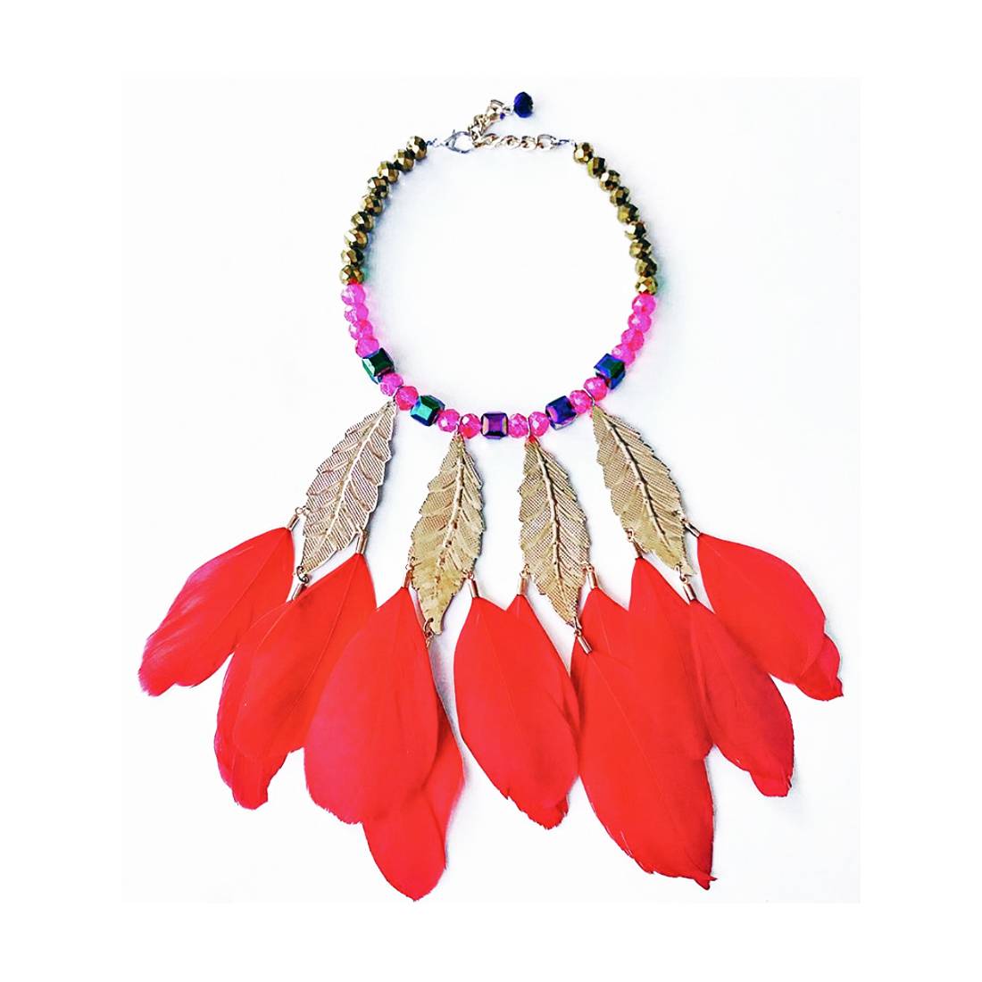 COLLANA PIUME ROSSE