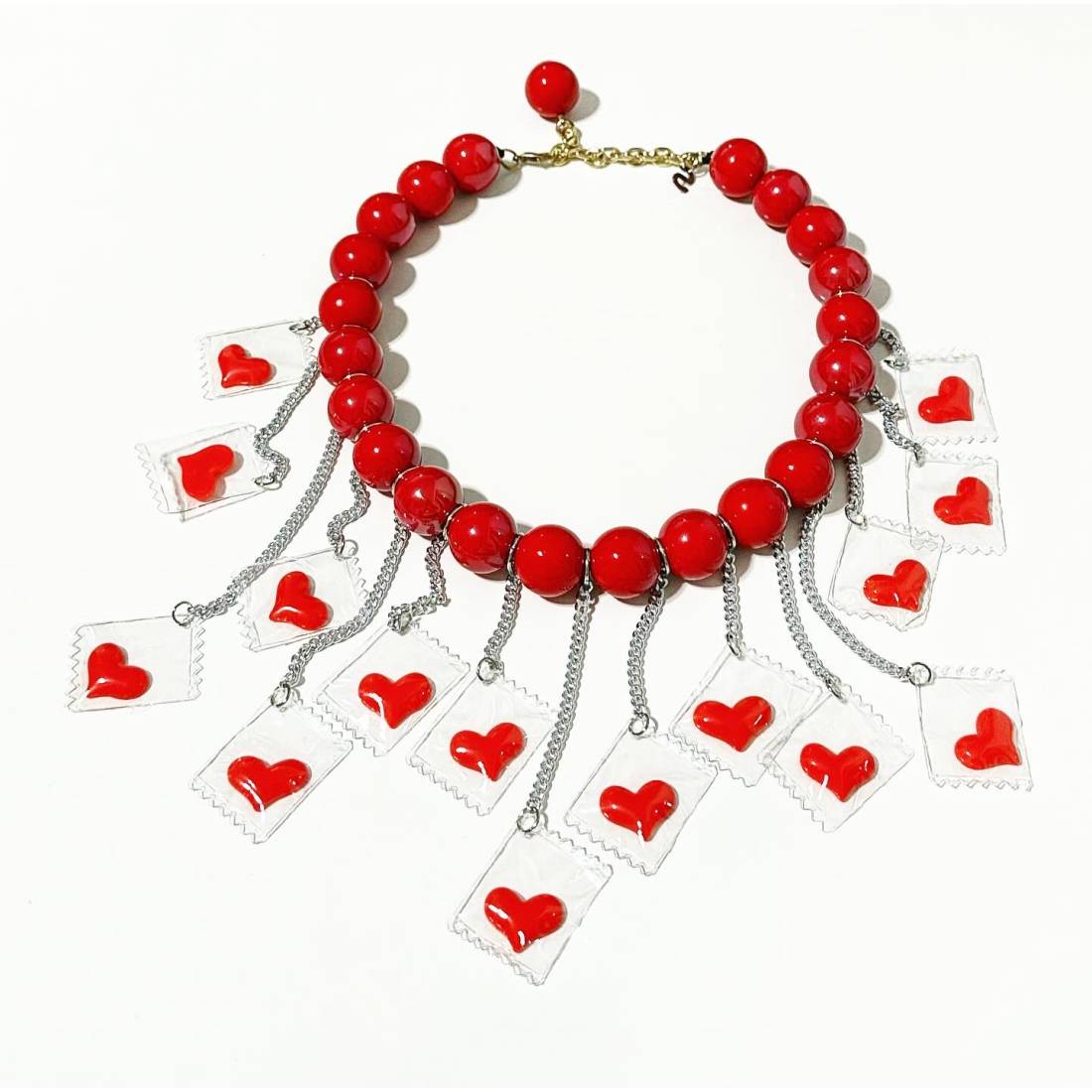 COLLANA CUORI ROSSI CASCATA