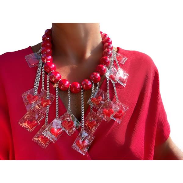 COLLANA CUORI ROSSI CASCATA 2