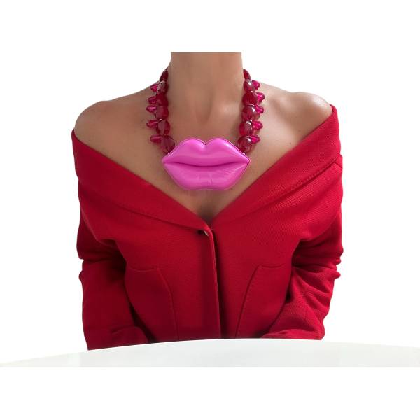 COLLANA BOCCA FUCSIA 2