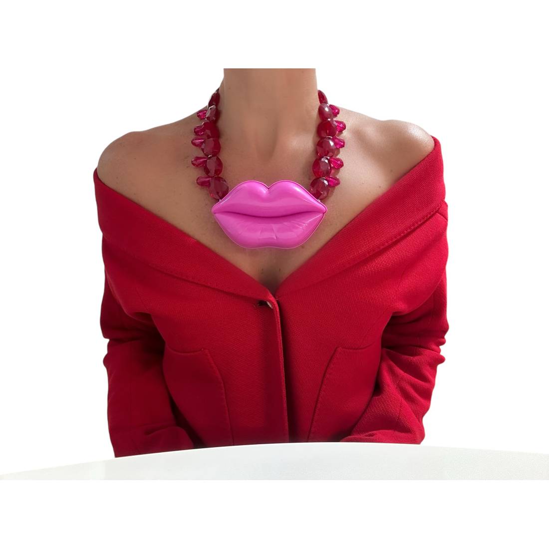 COLLANA BOCCA FUCSIA