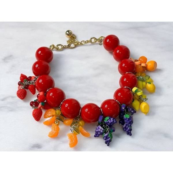 COLLANA BOLLE ROSSE FRUTTA 2