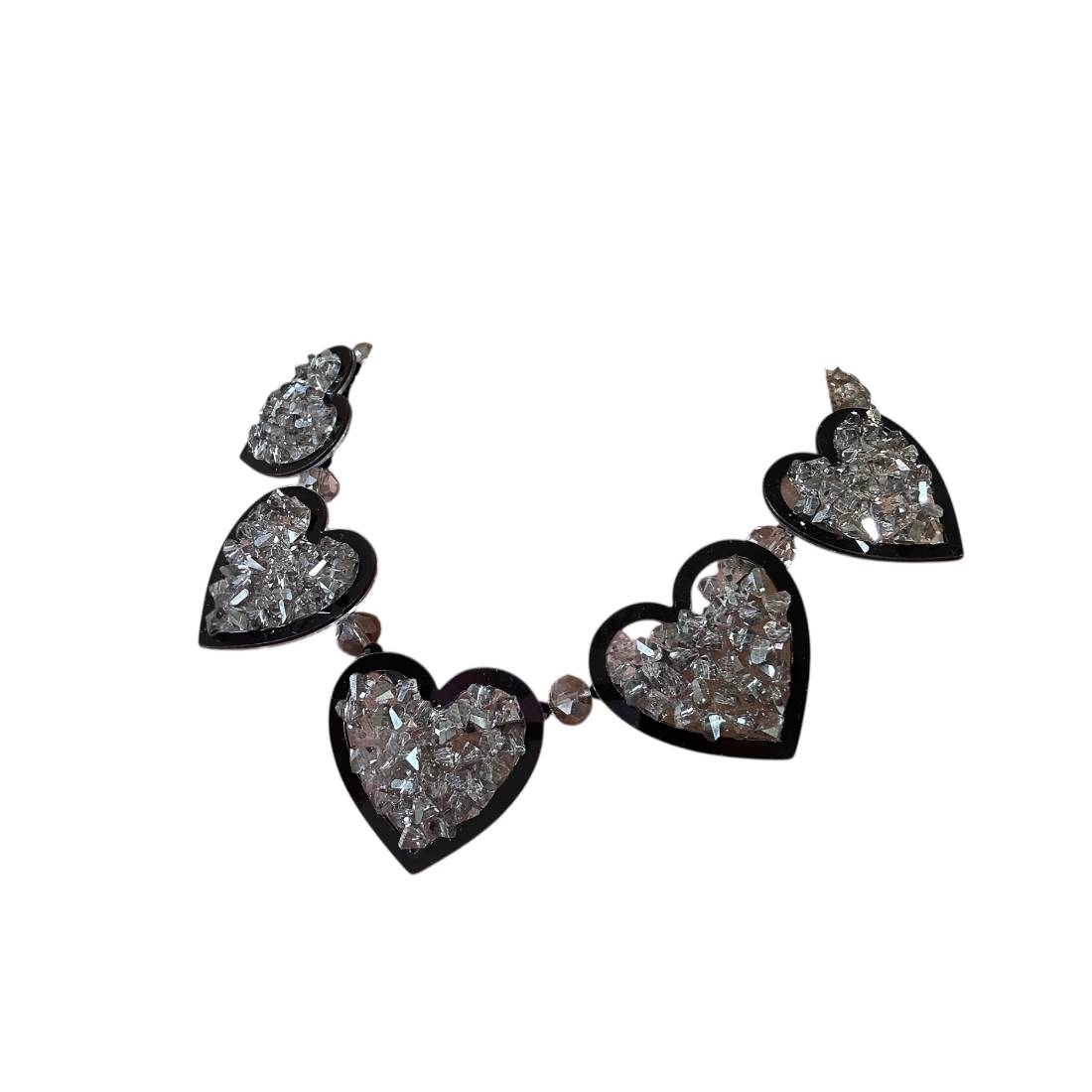 COLLANA CUORI STRASS BLACK