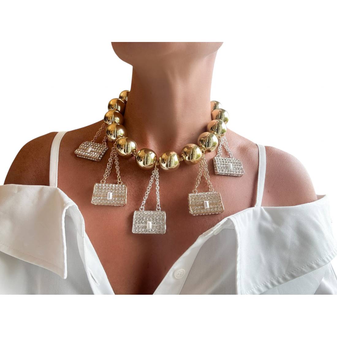 COLLANA BORSE CRYSTAL GOLD