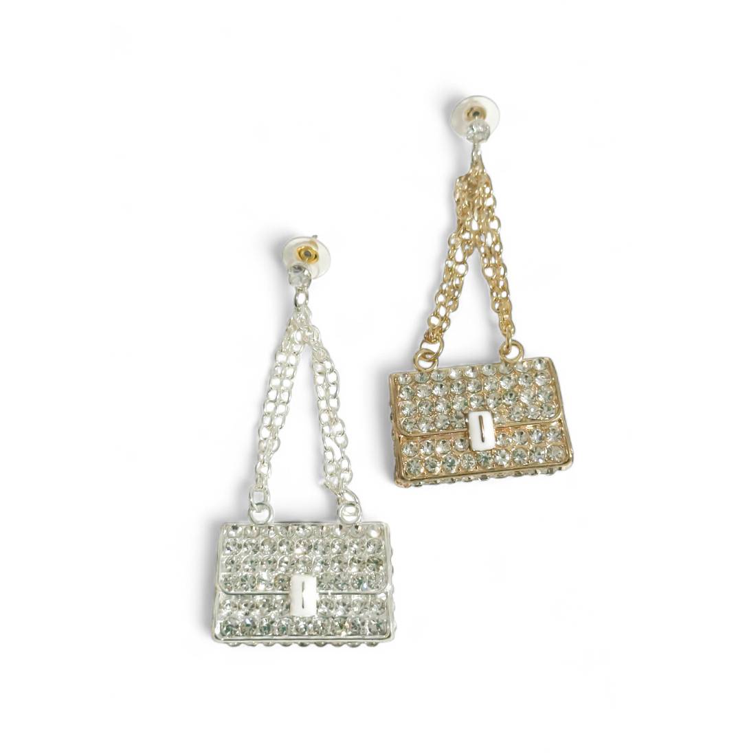 ORECCHINI BORSE CRYSTAL ORO E ARGENTO