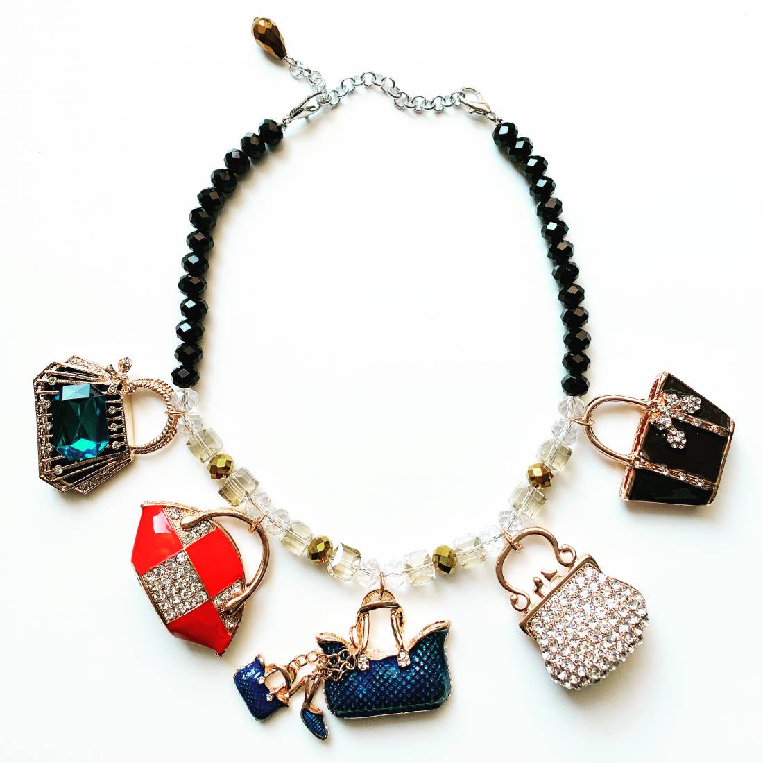 COLLANA BORSETTE CRYSTAL BLU
