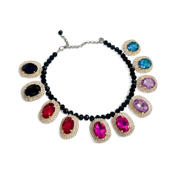 COLLANA MEDAGLIONI CRISTALLO