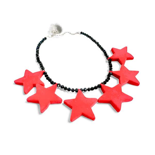 COLLANA STELLE VELLUTO ROSSO