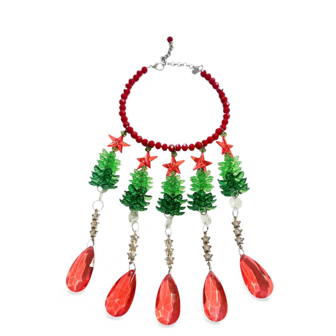 COLLANA ALBERI CON CRISTALLO ROSSO