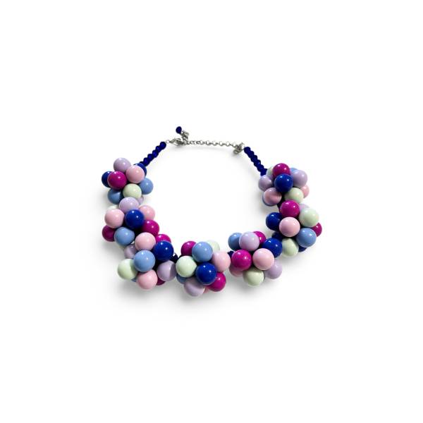 COLLANA BOLLE COLORATE SUL BLU