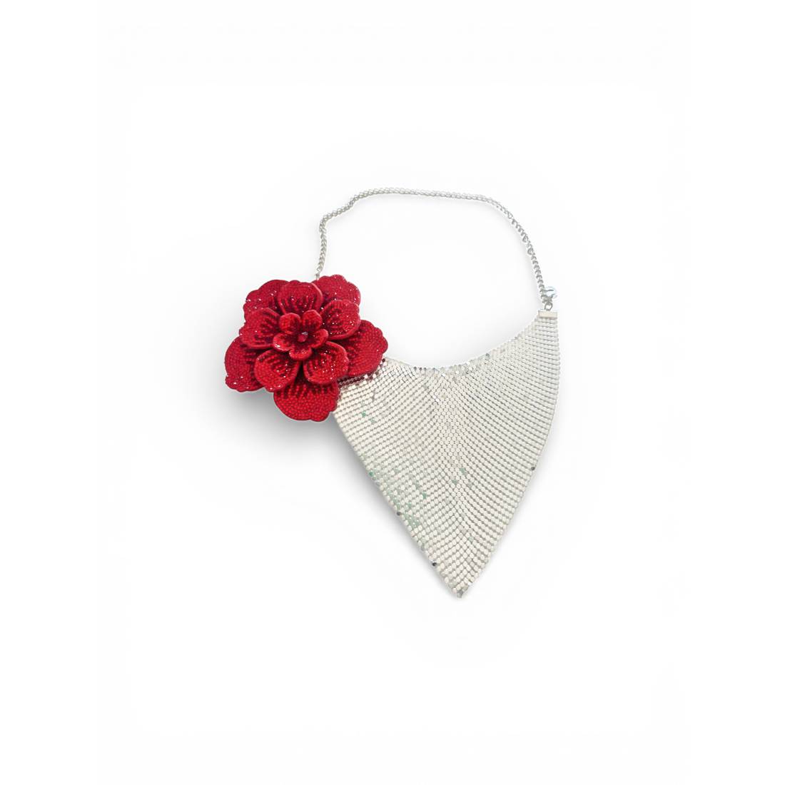 COLLANA FIORE ROSSO TRIANGOLO