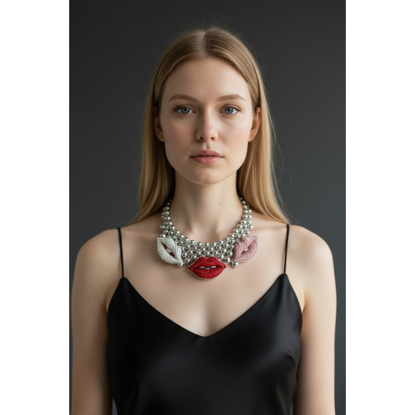 COLLANA BOCCA CRISTALLO METAL 2