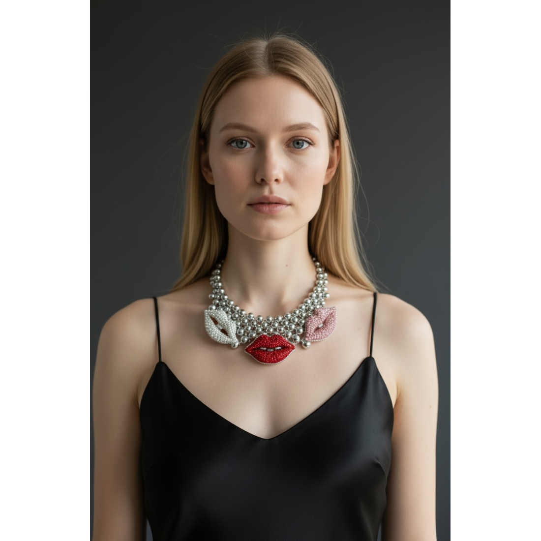 COLLANA BOCCA CRISTALLO METAL