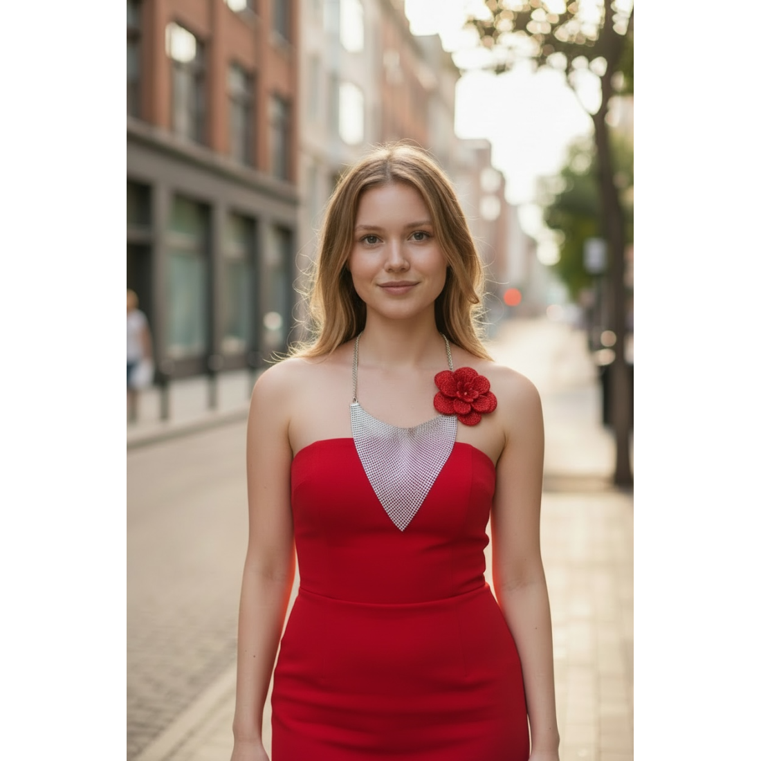 COLLANA FIORE ROSSO TRIANGOLO