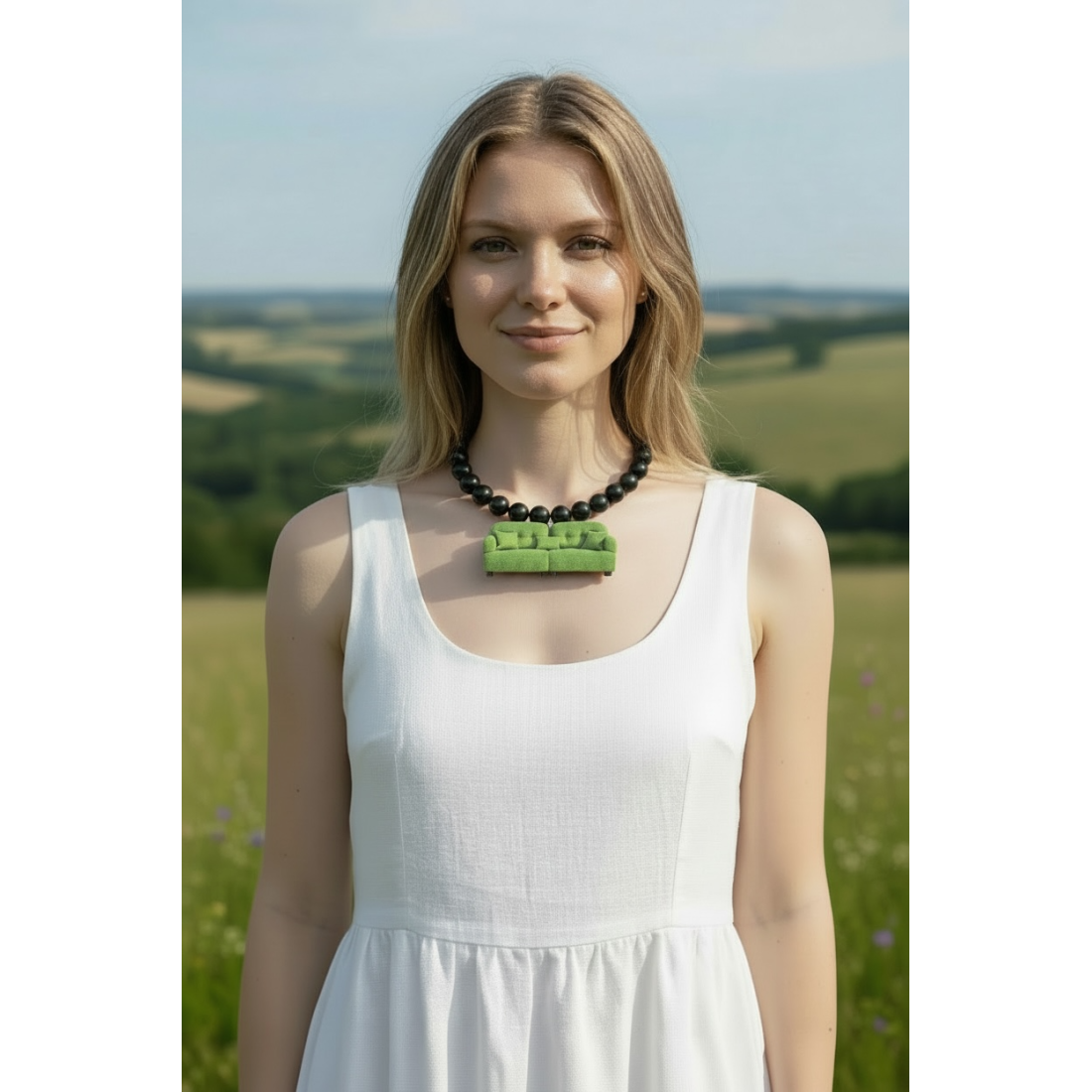 COLLANA DIVANO VERDE IN VELLUTO