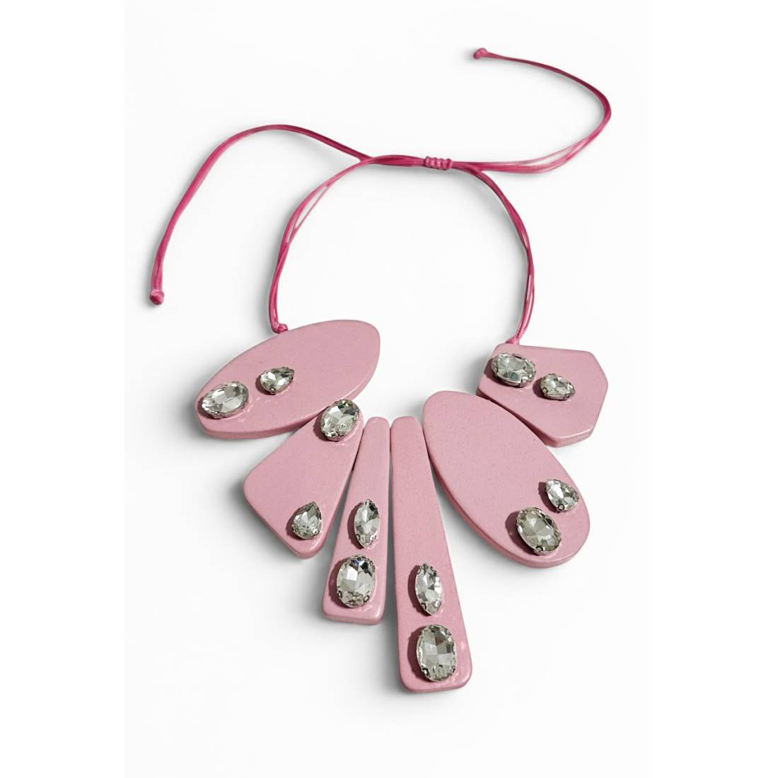 COLLANA TESSERE ROSA E CRISTALLI