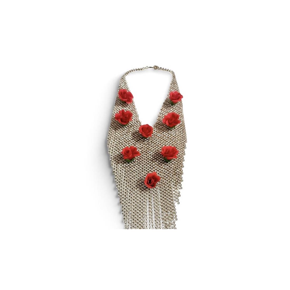 COLLANA CRISTALLI CASCATA E ROSE