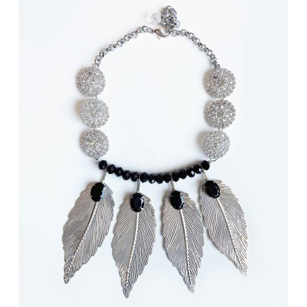 COLLANA FOGLIE ARGENTO E...