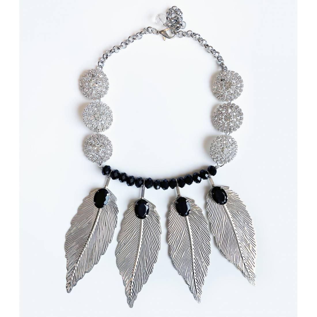 COLLANA FOGLIE ARGENTO E BOTTONI...