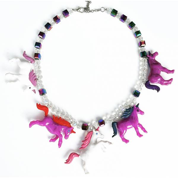 COLLANA UNICORNI VIOLA E...